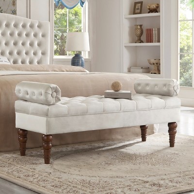 Velvet Bed Bench,Upholstered Bench with Tufted Button,For Home-Maison Boucle