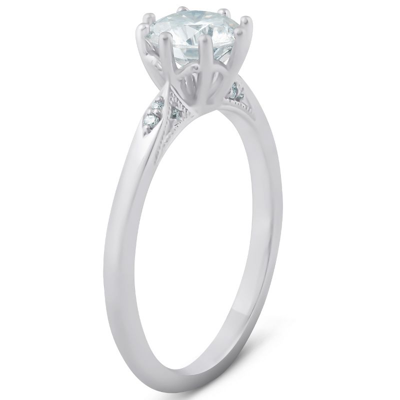 Pompeii3 1.05 Ct Diamond Engagement Ring Vintage Accent 14k White Gold 8 Prong, 2 of 6