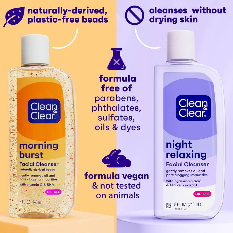 Clean &#38; Clear Day &#38; Night Face Wash, Oil-Free &#38; Hypoallergenic - Lavender and Orange - 16oz - 2pk, 5 of 13