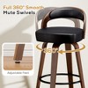 QingMoon Swivel Bar Stools Set of 2, 26.8" Modern Barstools, Faux Leather Counter Height Chairs with footrest and Wood Legs for Kitchen Island, Pub - 3 of 4