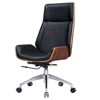 HomeRoots Black Rosewood and Silver Adjustable Height Swivel Rolling Executive Office Chair - 4 of 4