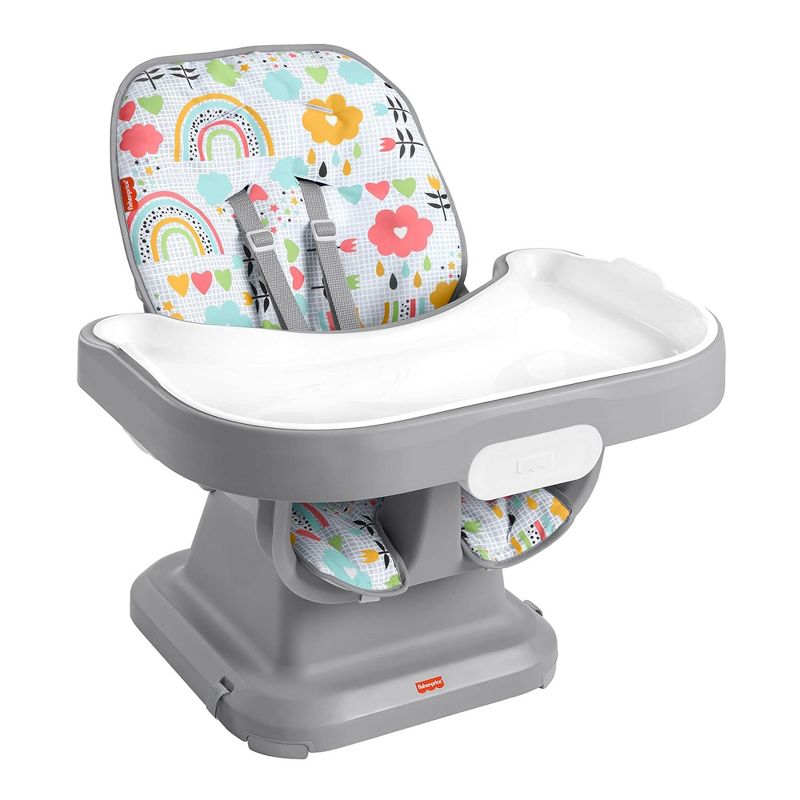 Fisher-Price SpaceSaver Simple Clean High Chair with Wraparound Deep-Dish Tray, Removable Tray Liner, 3 Recline Positions for Toddlers, Gray/White, 1 of 7