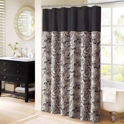 VYNXARIA Traditional paisley jacquard shower curtain