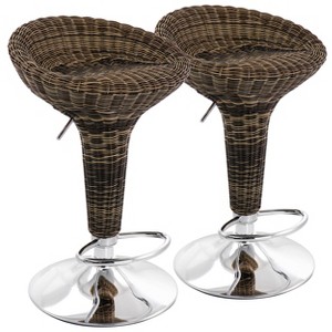 Elama 2 Piece Adjustable Rattan Barstool in Brown with Chrome Base - 1 of 4