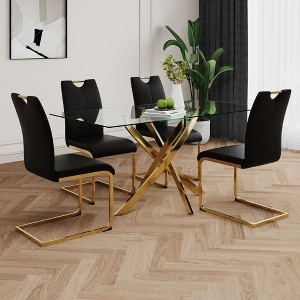 Sapphtopaz Modern Simple Dining Chairs Set, Faux Leather Padded Seat Kitchen Chairs with Chrome Metal Legs for Dining Room, Kitchen - 1 of 4