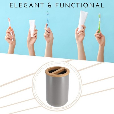 Gray Bamboo Compact Toothbrush and Toothpaste Holder