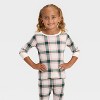 Toddler Plaid Ribbed Long Sleeve Shirt and Pants Holiday Matching Family Pajama Set - Wondershop™ Cream - 3 of 4