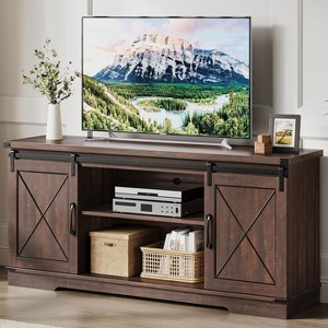 Farmhouse TV Stand and Entertainment Center for TV Up to 65 Inches with Sliding Barn Doors and Adjustable Shelf, for Living Room, Bedroom - 1 of 4