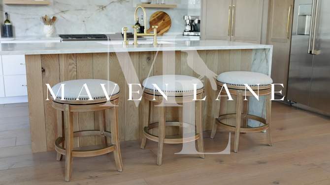 Maven Lane Alexander Backless Kitchen Stool with Vegan Leather Upholstery, 2 of 8, play video