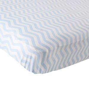 Luvable Friends Baby Boy Fitted Crib Sheet, Blue Chevron, One Size - 1 of 1