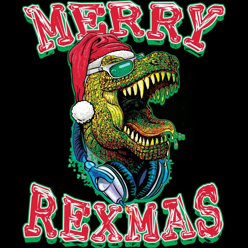 Girl's Design By Humans Merry RexMas T Rex Christmas Dinosaur By MudgeStudios T-Shirt, 2 of 4