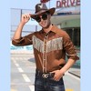 Clearlove Men’s Western Slim Fit Denim Shirt with Long Sleeves, Fringe Detailing, and Rose Embroidery - 2 of 4