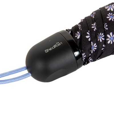 ShedRain Mini Manual Compact Umbrella - Navy Blue: Telescoping Shaft, Floral Pattern, 38" Span - image 5