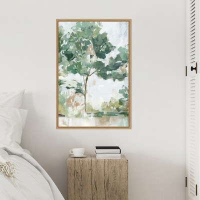 Green and Natural Abstract Landscape Canvas Print with Polystyrene Frame