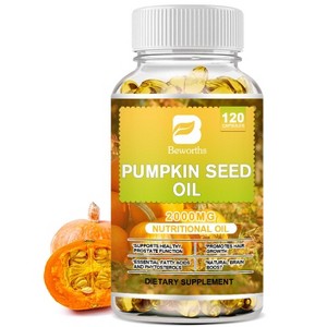 B Beworth Pumpkin Seed Oil Capsules (2,000mg/serving) - for Hair Growth, Youthful Skin - 120 Ct - 1 of 4