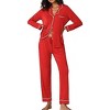 Ekouaer Pajamas Women's Long Sleeve Sleepwear Soft Button Down Loungewear Pjs Lounge Set Nightwear - 3 of 4