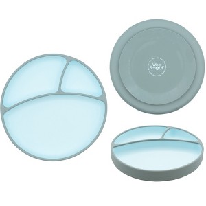 WeeSprout Silicone Suction Plate - Two-Tone Baby Plate with Suction Cup - Sectioned Divided Dish for Kids, Infants, Toddlers - 1 of 4