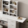 TIRAMISUBEST Fashion Makeup Vanity Set with LED Lighted Mirror and Cushioned Stool, Vanity Desk Vanity Table with 5 Drawers and Open Shelves - 4 of 4
