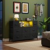 Aoibox Black Dresser TV Stand with 8 Drawers, LED Lights, Charging Station, Open Shelves for Bedroom or Living Room - 2 of 4