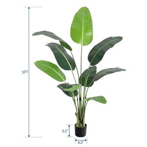 Fake Banana Tree Plant with Pot - Artificial Tree Bird of Paradise, Faux Plant for Home ＆Office Decoration - 1 of 4