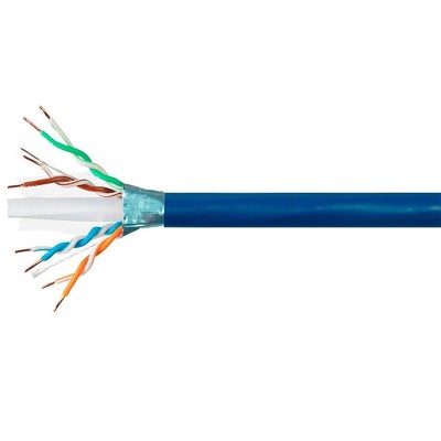 Monoprice Cat6A Plus Bulk Ethernet Network Cable - 1000ft - Blue, Bare Copper, 650MHz, F/UTP, Solid, Riser-Rated (CMR), 23AWG, 10G - Entegrade Series