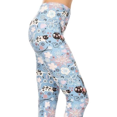 Slickblue Women's Cropped Capri Leggings, Cat & Flower / Bicycle / Chevron / Stripes, Stretchy Fit, One Size