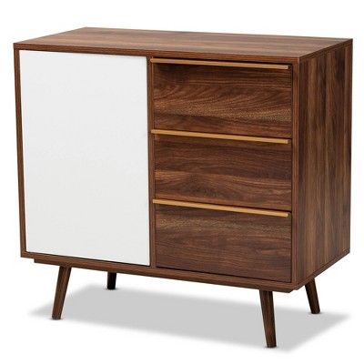 Grover Two-Tone Cherry Wood 1 Door Sideboard Buffet Brown/White - Baxton Studio