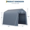 Outdoor Storage Shed 7x10FT, Heavy Duty Waterproof Shed with Floor - Portable Metal Carport with 2 Roll-Up Doors for Motorcycle, Tools - 3 of 4