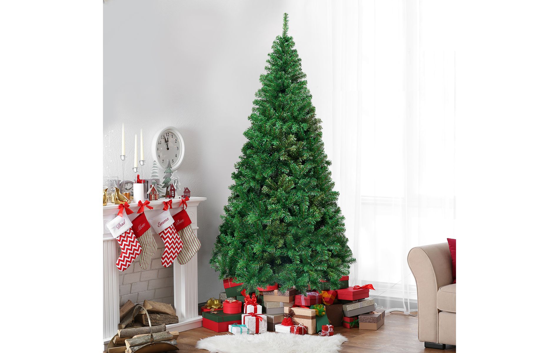 Costway 7Ft Artificial PVC Christmas Tree W/Stand Holiday Season Indoor Outdoor Green