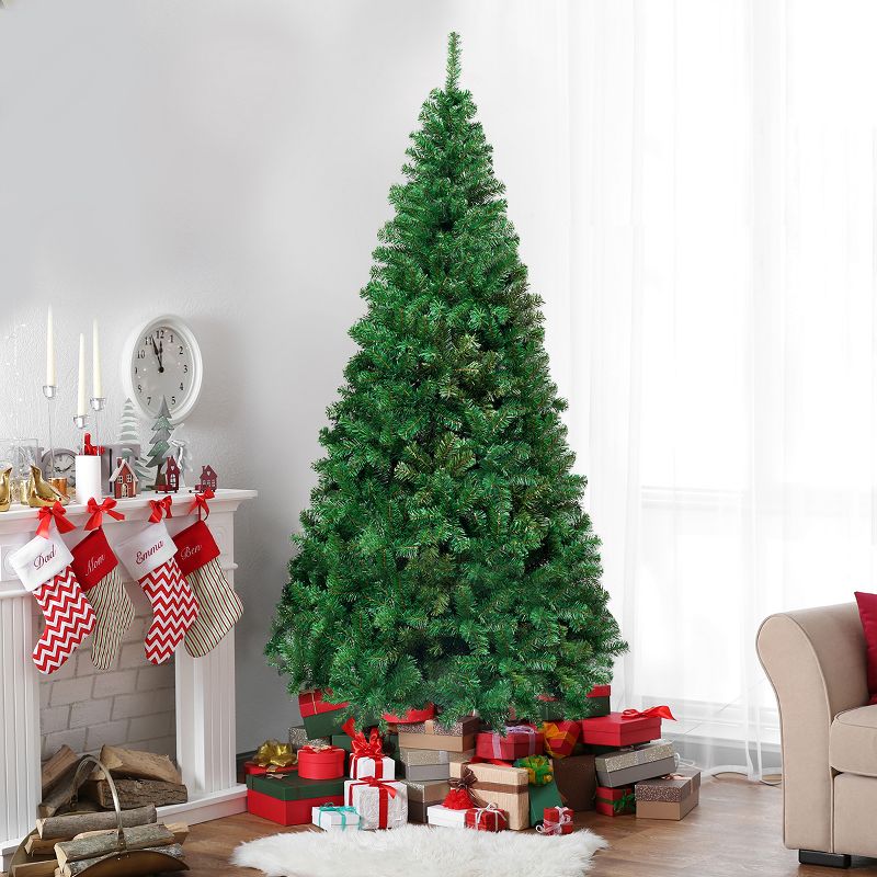 Costway 5Ft/6Ft/7Ft/8Ft Artificial PVC Christmas Tree W/Stand Holiday Season Indoor Outdoor Green, 1 of 11