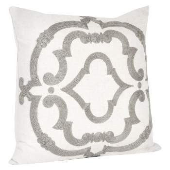 17"x17" Embroidered Design Square Throw Pillow - Saro Lifestyle