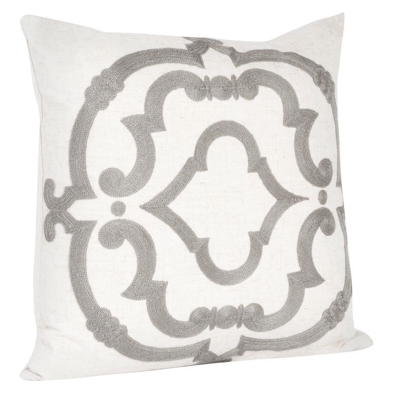 17"x17" Embroidered Design Square Throw Pillow - Saro Lifestyle, 1 of 5