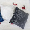 TopComfy Support Pillow Gray Velvet Holiday Throw Pillow with Silver Snowflake Embroidery for Sofa, Gray, 17"*17"*10" - 2 of 4