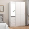 TiramisuBest Wardrobe Armoire, 2-Door Closet with Drawers & Hanging Rod, Twill Wooden Storage Cabinet, Modern White, 20.4"D x 31.5"W x 76.77"H - 2 of 4