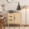 VYNXARIA Modern Rattan Wood Dresser Wood Storage Cabinet Sideboard for Bedroom, Living Room, Entryway, Hallway - 2 of 4
