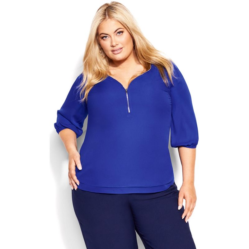 Women's Plus Size Sassy Fling Elbow Sleeve Top - ultra blue | CITY CHIC, 5 of 8