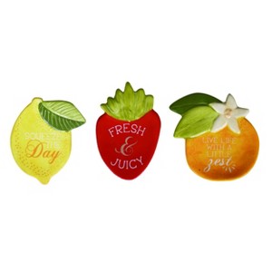 Transpac Ceramic Fruit Trinket Tray Set of 3 Spring Home Decorations - 1 of 1