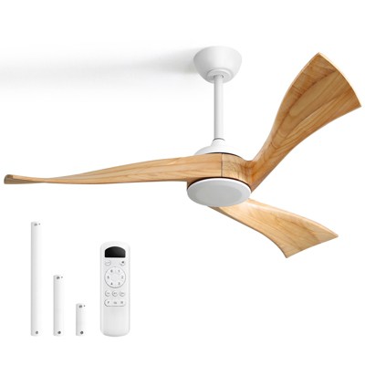 Sofucor 52" Ceiling Fan No Light Outdoor Ceiling Fan Wood Ceiling Fan with Remote Control 3 Blade Ceiling Fan with Quiet Energy Saving Motor 6 Speeds