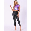 Allegra K Women's Round Neck Party Sleeveless Holographic Crop Metallic Tank Top - 4 of 4