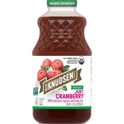 R.W. Knudsen Organic Just Cranberry Juice - 32 fl oz Glass Bottle