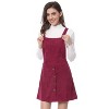 INSPIRE CHIC Women's Corduroy Button Front A-Line Bib Overall Pinafore Skirts - 3 of 4