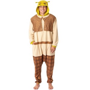 Shrek Union Suit Costume One Piece Pajama Outfit For Men Multicolored - 1 of 4