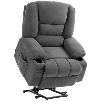 HOMCOM Power Lift Recliner Chair, Quick Assembly, Fabric Vibration Massage Recliner Chair with Heat, Remote, and Side Pockets