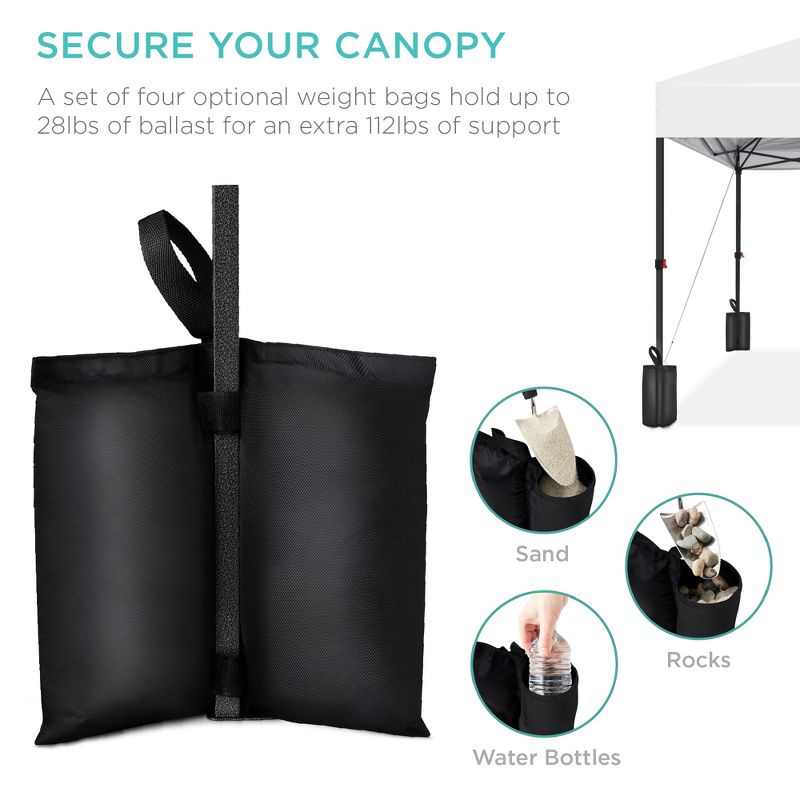 Best Choice Products 10x10ft Easy Setup Pop Up Canopy w/ 1-Button Setup, Wheeled Case, 4 Weight Bags, 6 of 11