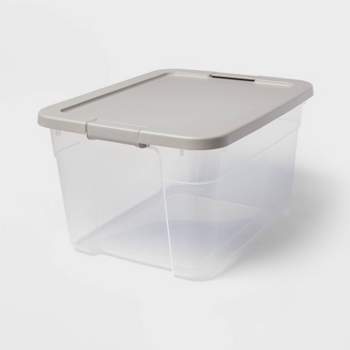 66qt Clear Latching Storage Box Gray - Brightroom™