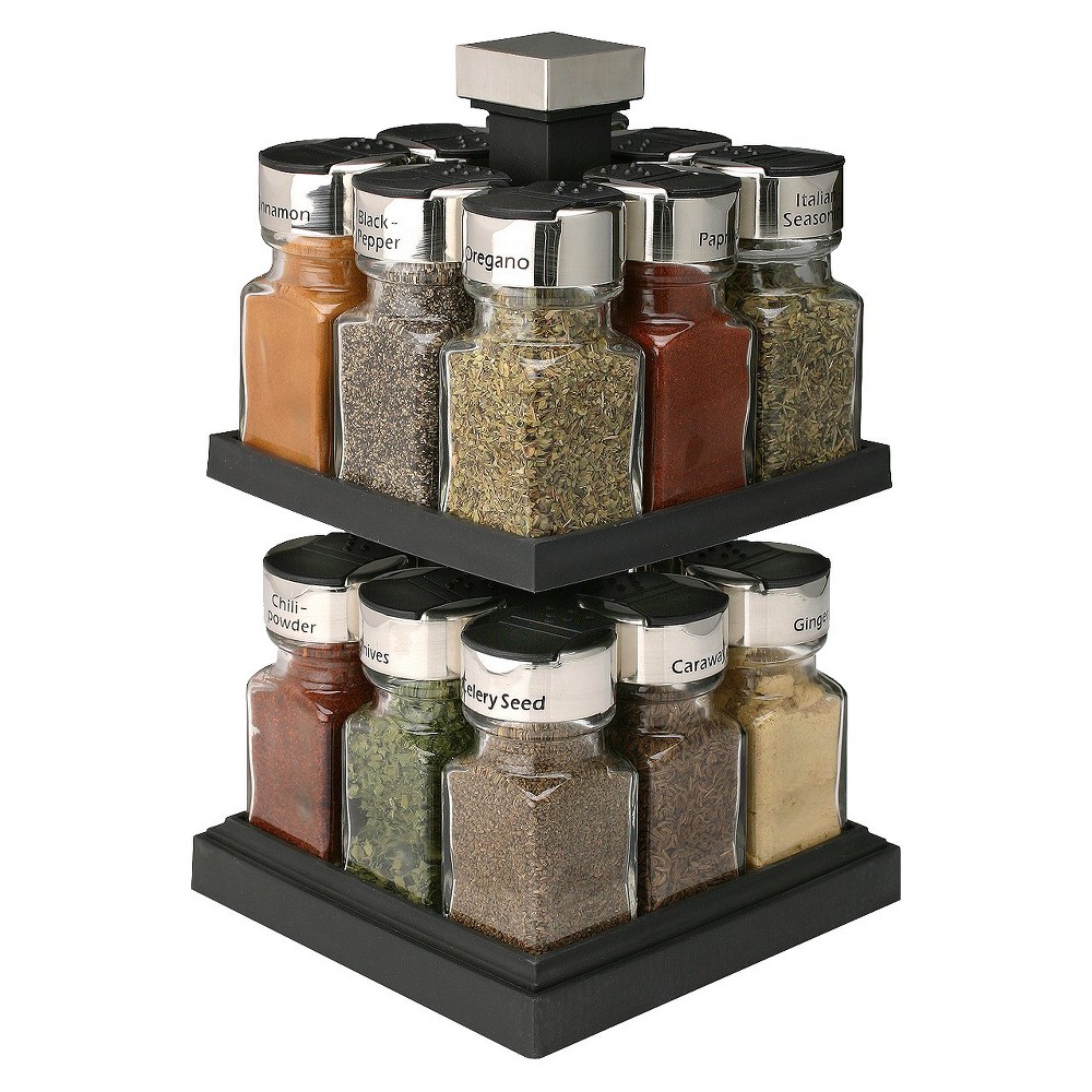 Square Rotating 16 Jar Spice Rack - Olde Thompson