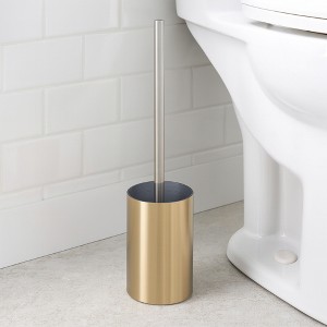 Evideco French Home Goods Modern Brushed Toilet Brush and Holder Set - Durable, Stylish Design with Replaceable Head - Perfect for Any Bathroom Decor - 1 of 4