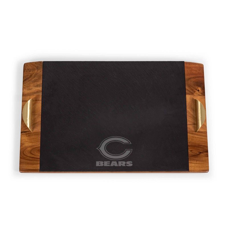 NFL Chicago Bears Covina Acacia Wood and Slate Black with Gold Accents Serving Tray, 1 of 6