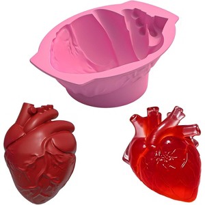 JDICTION Halloween Silicone Mold 3D Human Heart Jello Mold with Support Base for Cake, Chocolate, Jelly, Pudding - 1 of 4