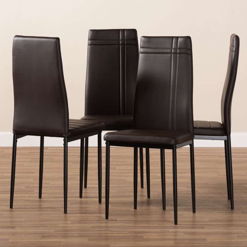 Set of 4 Matiese Modern and Contemporary Faux Leather Upholstered Dining Chairs - Baxton Studio, 6 of 8